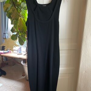 Black knit Anthropologie midi dress with side cut outs NWT
